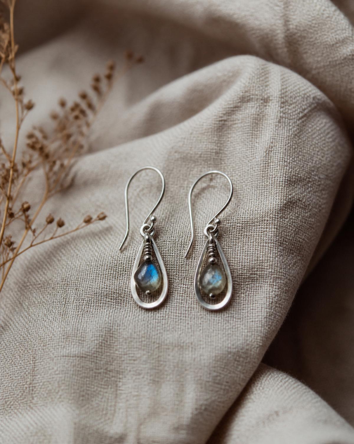 Aretes Labradorita — Plata .925 y labradorita en corte libre